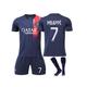 (Mbappe 7, Kids 28(150-160CM)) 2324 New season Paris Saint-Germain Soccer Jersey With Socks