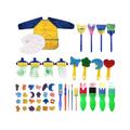 47 Pcs Children Sponge Painting Brushes Set Paint Apron Toys Crafts Kits Toddler Painting Tools