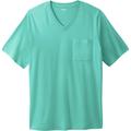 Men's Big & Tall Shrink-Less™ Lightweight V-Neck Pocket T-Shirt by KingSize in Tidal Green (Size XL)