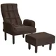 Beliani Linen Recliner Chair With Ottoman Brown Oland