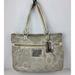 Coach Bags | Coach 15389 Poppy Signature Lurex Glam Silver Tote Shoulder Handbag Purse | Color: Silver | Size: Os