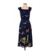 52 Conversations by Anthropologie Casual Dress - Fit & Flare: Blue Graphic Dresses - Women's Size 4