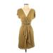 Ann Taylor LOFT Casual Dress - Wrap: Tan Dresses - Women's Size Small