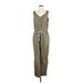 Ann Taylor LOFT Outlet Jumpsuit: Green Chevron/Herringbone Jumpsuits - Women's Size Medium