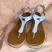 Michael Kors Shoes | Michael Kors Laney Wedges Size 7.5 Leather Thong Espadrille Sandals Powder Blue | Color: Blue | Size: 7.5