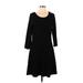 Dana Buchman Casual Dress - Fit & Flare: Black Solid Dresses - Women's Size Large