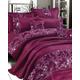 Luxurious Embroidered Gigi Duvet Quilt Cover Bedding Set with Matching Pillowcases, Bedspread Throw with Pillow shams & Filled Cushion Bedroom Linen Set (Plum, Super King Duvet Cover Set)