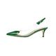 VogueVent Women's Kitten Heel Transparent Slingback Pumps Pointed Toe Clear PVC Slip On Backless Cap Toe Cute Heart Mid Heel Patent Leather Elegant Sexy Slingbacks Heels, Green, 6 UK