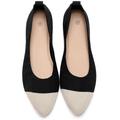 Women's Flats Shoes Pointed Toe Flats Comfortable Slip on Shoes Flat Dress Shoes Black Ballet Flats for Women, Beige Black, 7 UK