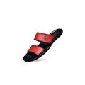 IJNHYTG Sandal Summer Shoes Men Sandals Slip-on Leather Beach Mens Slippers Platform Black Male Sandals Rubber Shoes (Color : Red, Size : 10)