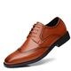 New Oxford Shoes for Men Lace Up Derby Shoes Square Toe Wing Tip PU Leather Block Heel Anti-Slip Rubber Sole Slip Resistant Classic (Color : Brown, Size : 7 UK)