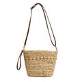 Women Summer Beach Straw Tote Bag Handmade Weave Handbag with Top Handle Removable Strap, Off-white, One Size