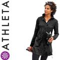 Athleta Jackets & Coats | Athleta Shock Cord Anorak Long Lined Mesh Packable Hooded Jacket Xs | Color: Black | Size: Xs
