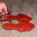 Coach Shoes | Coach Braided Leather Ankle Strap Sandals Orange - Size 9 Nwot | Color: Orange/Red | Size: 9