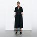 Zara Dresses | Final Price Zara Short Sleeve Black Linen Blend Midi Dress With Belt | Color: Black | Size: S