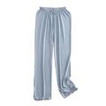 ORDOBO Women'S Pajama Bottoms - Large Size Pajama Straight Pantss Simple Spring Summer Korean Style Ruffled Solid Color Loungewear Casual Clothing,Blue,M