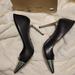 Michael Kors Shoes | Michael Kors Keke Leather Cap-Toe Pump Heels Black & Silver Size 9.5m | Color: Black | Size: 9.5