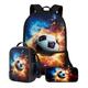 ZIATUBLES Soccer Fire Lightning Print Backpack Set 17 Inch School Bag Lunch Box Pencil Case Large Capacity Travel Laptop Backpack Computer Bag Rucksack Daypack with Zipper Pockets