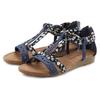 Sandale LASCANA "Sommerschuh", Damen, Gr. 40, blau, Obermaterial: 50% Lederimitat, 50% Textilmaterial. Futter: 100% Lederimitat. Decksohle: 100% Lederimitat. Laufsohle: 100% Synthetik, mehrfarbig, bedruckt, casual, Schuhe, Sandalette, Sommerschuh...
