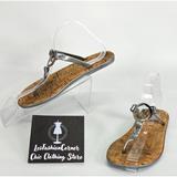 Michael Kors Shoes | Michael Kors Silver Cork Mk Logo Charm Jelly Flip Flop Sandals Size 5 1910 | Color: Silver | Size: 5