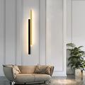 Gold Wall Sconce Lighting Indoor LED Long Strip Wall Lamp Dimmable Up Down Simple Black Wall Lights Nordic Modern Bedside Lamp Decoration Bedroom Living Room Corridor Stairs Wall Lighting, 40cm 24W