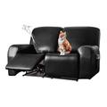 HYPIQQ Leather Waterproof Recliner Cover Waterproof Recliner Chair Covers Waterproof Recliner Covers Pet Covers for Recliners,Black,2 seater