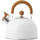Stove Top Kettle Tea Kettle 2.5L Whistling Kettle Stainless Steel Stovetop Teapot Whistle Kettle for Boil Compatible Gas Stove Induction Cooker Teapot for Gas Hob (White 19.3 * 22.5c