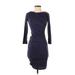 Velvet by Graham & Spencer Casual Dress - Bodycon: Blue Solid Dresses - Women's Size X-Small