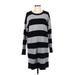 Ann Taylor LOFT Casual Dress - Sweater Dress: Gray Stripes Dresses - Women's Size Small