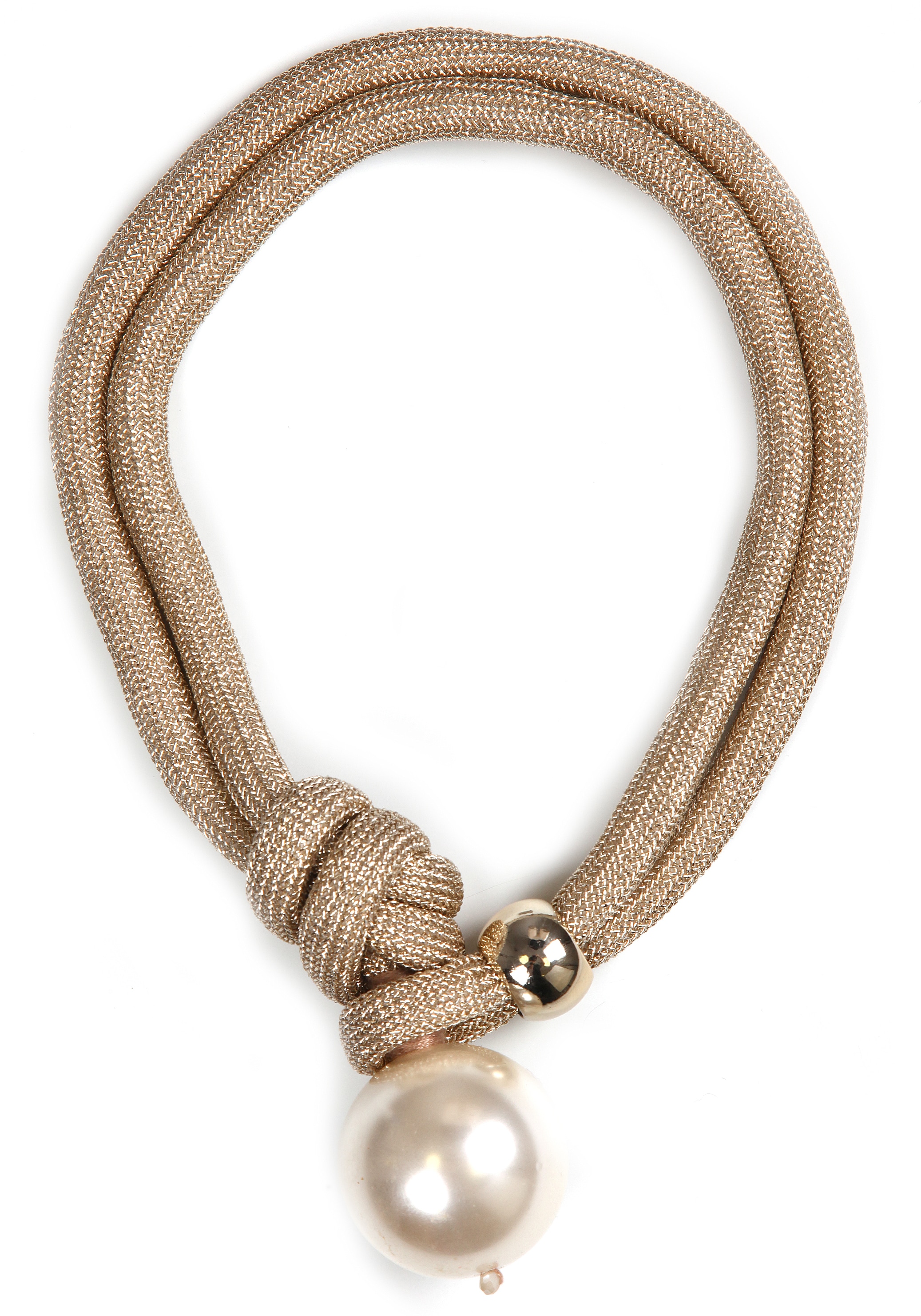 Collier FIRETTI "elegant, auffallend, im mehrreihigen Stil", gelb (gelbgoldfarben, creme), Halsketten, Damen, Metall Perlen Polyester, L: 45, Metall, Perlen, Polyester, Collier, mit Acrylperle