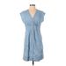 Madewell Casual Dress - Shirtdress: Blue Dresses - Women's Size 4