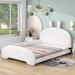 Full Size Upholstered Platform Bed with Cartoon Ears Shaped Headboard