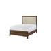 Contemporary Panel Bed with Wood Veneers Upholstered Headboard Bed Frame with Crystal Inlay and Solids for Modern Bedrooms