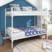 Space-Saving Twin-Over-Twin Metal Bunk Bed with Full Guardrail - Available in White/Black