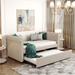 Twin Size Upholstered Daybed with Trundle and Button-Tufted Armrests Style