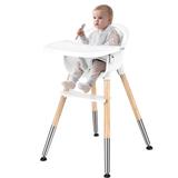 Baby High Chair, Classic Wooden Baby High Chair for Babies & Toddlers, 5-Point Harness, Removable Tray, Ergonomic Seat Back