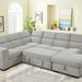 123" U Shaped 7-seat Sectional Sofa Couch with Adjustable Headrest