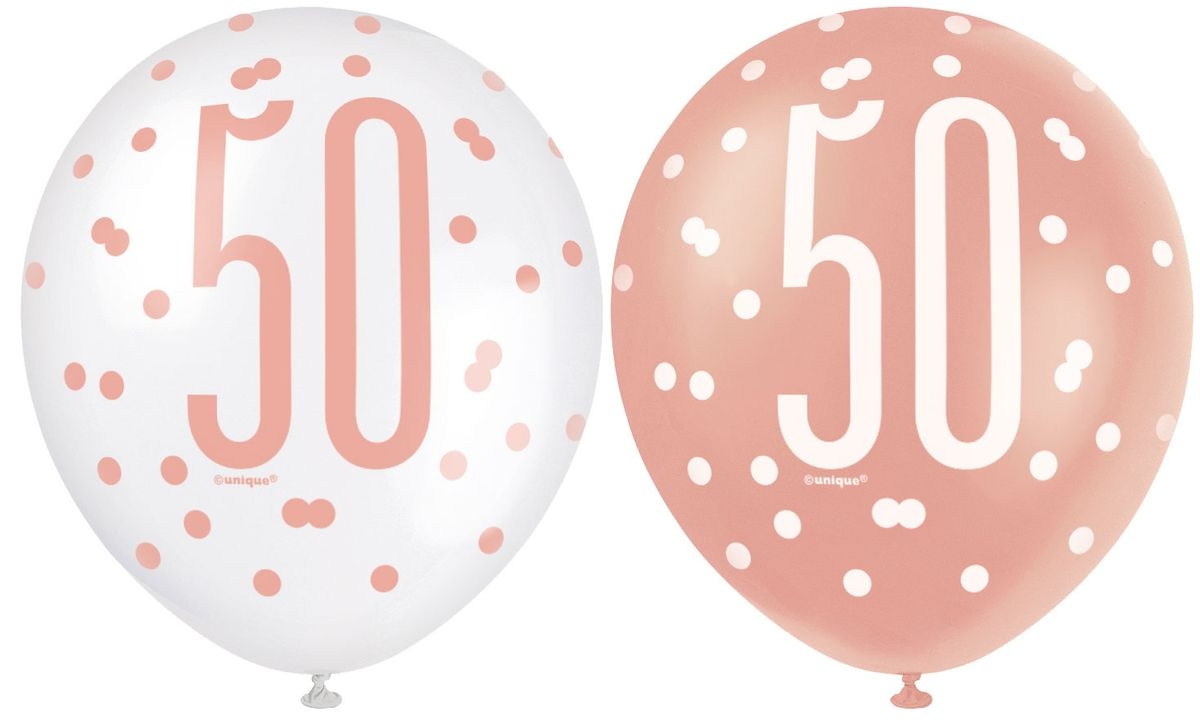 6 Luftballons roségold Zahl 50 Image