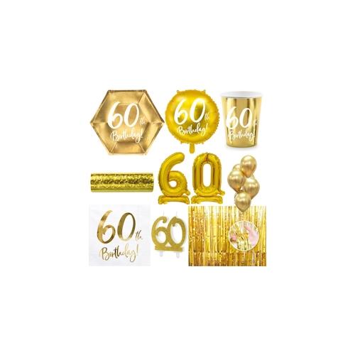 60. Geburtstag Geburtstagsdeko Party Set Zahl 60 Jahre gold Partyartikel