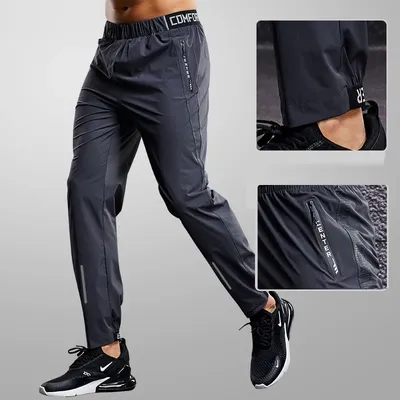 Pantalon de Sport en soie glacée pour hommes survêtement de course Gym Fitness Jogging