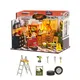 Robot ime DIY Miniatur Haus Kit Mini Puppenhaus Garage Werkstatt winziges Haus machen Kit mit LED