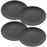 4 Stück schwarze Melamin platte runde Melamin schalen Melamin platten mit flachem Boden Gothic