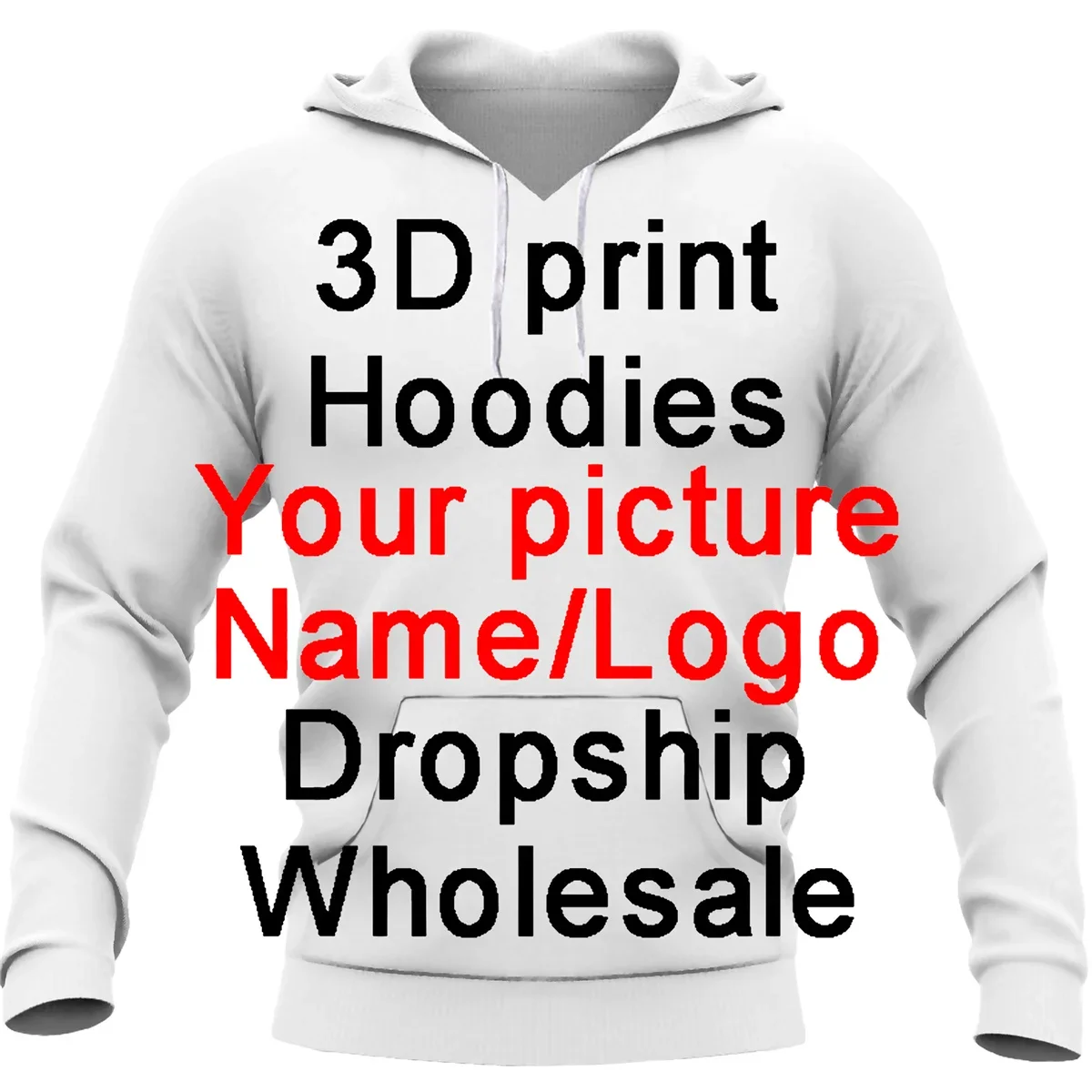 Bearbeiten Sie Ihr exklusives T-Shirt 3d bedruckter Hoodie für Männer Mode Hip Hop Sweatshirt Tops Kind Reiß verschluss Hoodie Pullover Image
