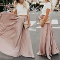 Jupe longue plissée en mousseline de soie pour Femme vêtement de plage style Boho transparent