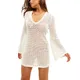 Robe courte à manches longues pour femmes tricot Crochet Y2K rayé Mini robes colorées