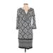 Liz Claiborne Casual Dress: Gray Print Dresses - Women's Size Small