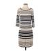 Three Dots Casual Dress - Sweater Dress: Gray Stripes Dresses - Women's Size Small