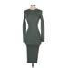 Nine West Casual Dress - Midi: Gray Solid Dresses - Women's Size Small