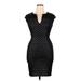 Connected Apparel Cocktail Dress - Bodycon: Black Chevron/Herringbone Dresses - Women's Size 12