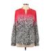 Calvin Klein Long Sleeve Blouse: Red Leopard Print Tops - Women's Size Large